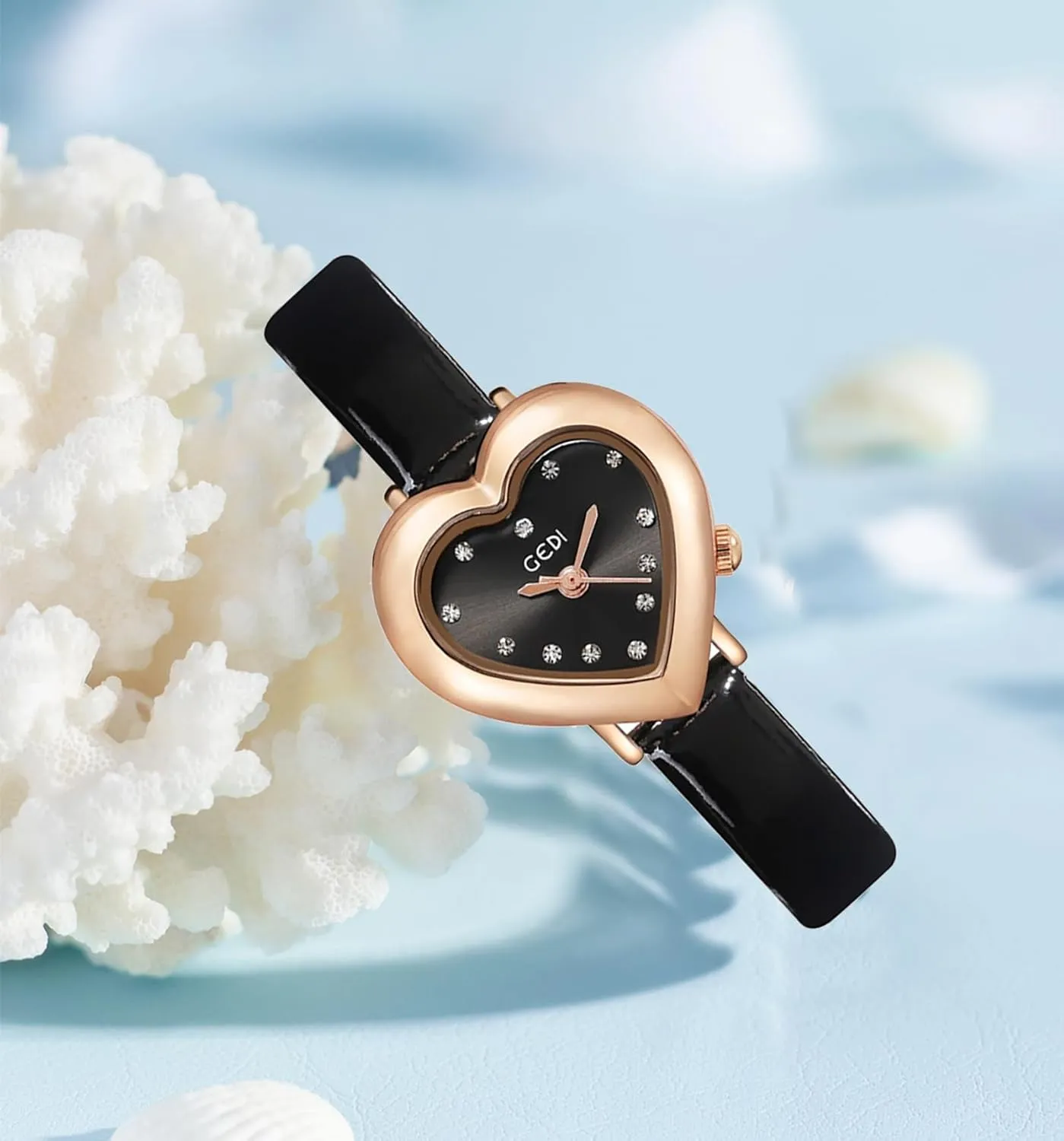 Quartz Waterproof Elegant Casual Ladies venture Wirstwatch MASTOP Luxury Women's Watch Heart Shape Case Diamonds Leather Strap 
