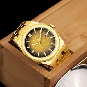 Quartz Waterproof Watch Stainless Steel Watch with Date Business demand manufacture Casual Wrist Watch for Men, Gifts for Men(Gold) BUREI Men's Fashion Watch Analog 