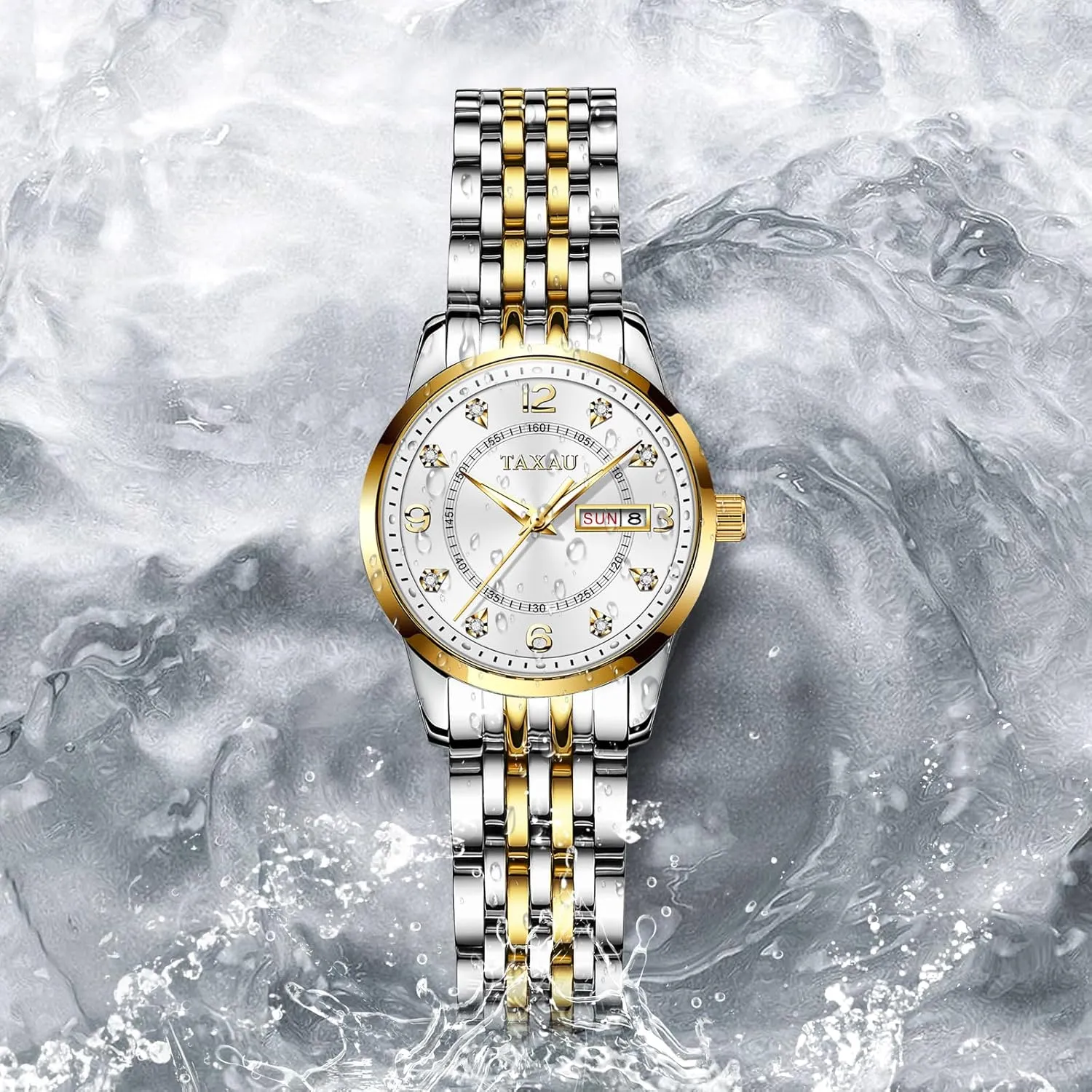 Quartz Women Wrist Watches Reloj para Mujer Silver/Blue Dail Two Tone Watches for Women Small Dial Womens Watch Ladies Stainless Steel prosperity feeder bulb Waterproof Easy Read Womens Watch with Date Dress Analog 