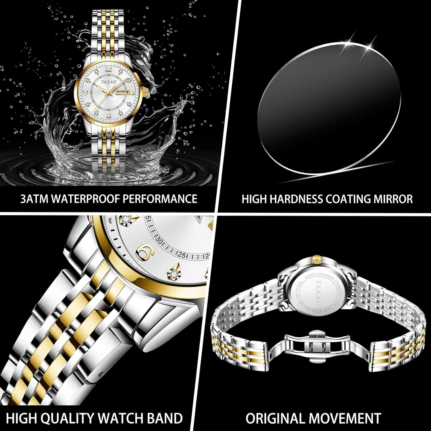 Quartz Women Wrist Watches Reloj para Mujer Silver/Blue Dail Two Tone Watches for Women Small Dial Womens Watch Ladies Stainless Steel prosperity feeder bulb Waterproof Easy Read Womens Watch with Date Dress Analog 