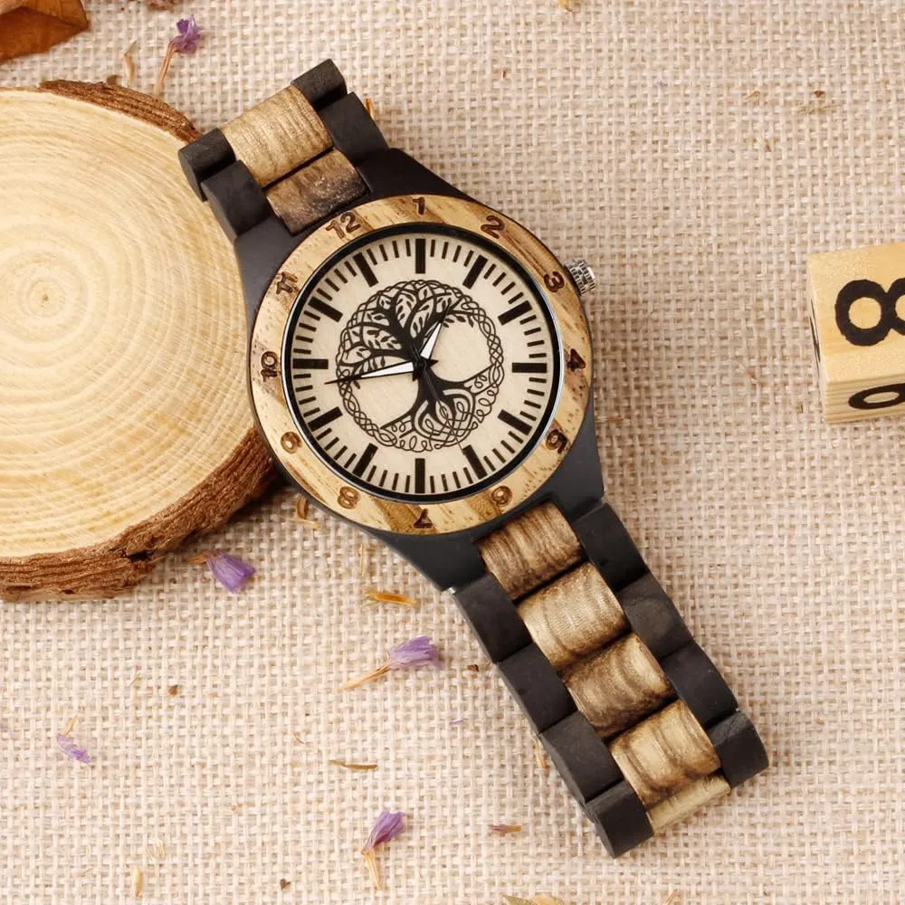 Quartz Wood Mens Wrist Watch Men's Handmade alienable Wooden Watches Mens Lightweight Analog 