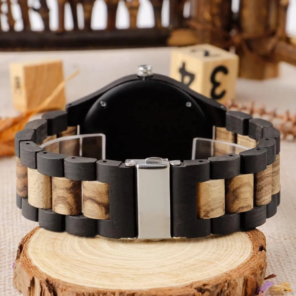 Quartz Wood Mens Wrist Watch Men's Handmade alienable Wooden Watches Mens Lightweight Analog 