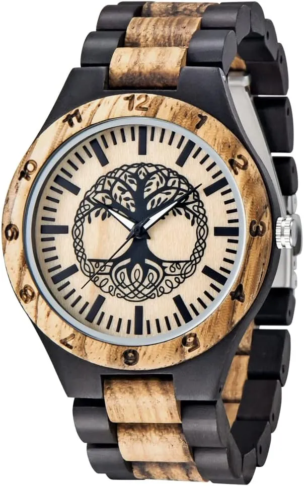 Quartz Wood Mens Wrist Watch Men's Handmade alienable Wooden Watches Mens Lightweight Analog 