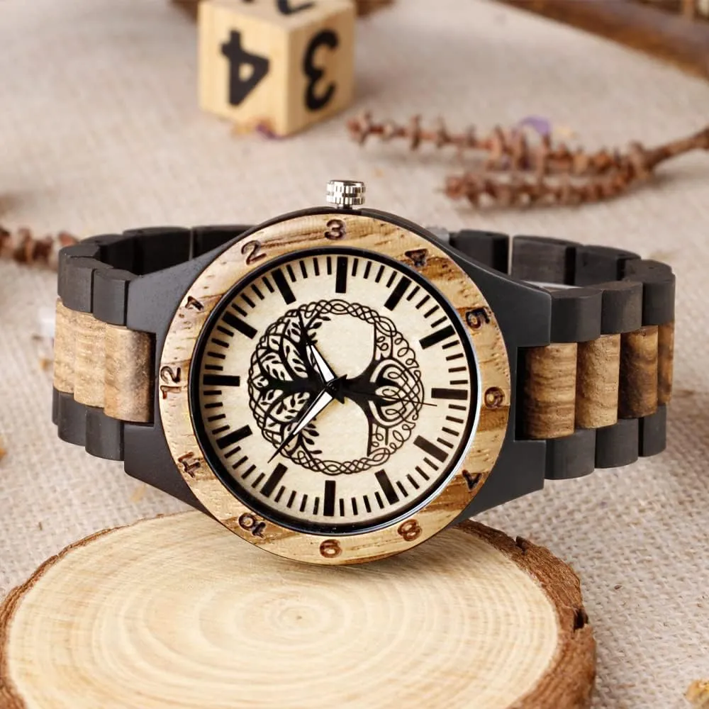 Quartz Wood Mens Wrist Watch Men's Handmade alienable Wooden Watches Mens Lightweight Analog 