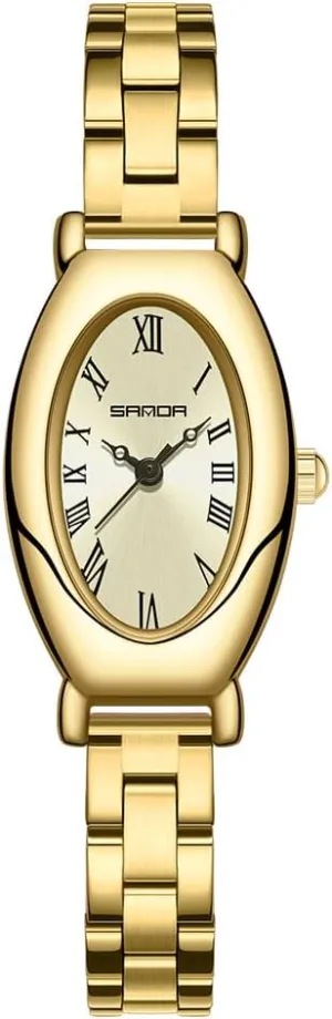 Quartz Wristwatch FANMIS Women's Pre-Loved Dainty Quartz Watches Vintage Oval Dial Bangle Roman Numbers Watch Luxury Jewelry bound tentative joint Style 