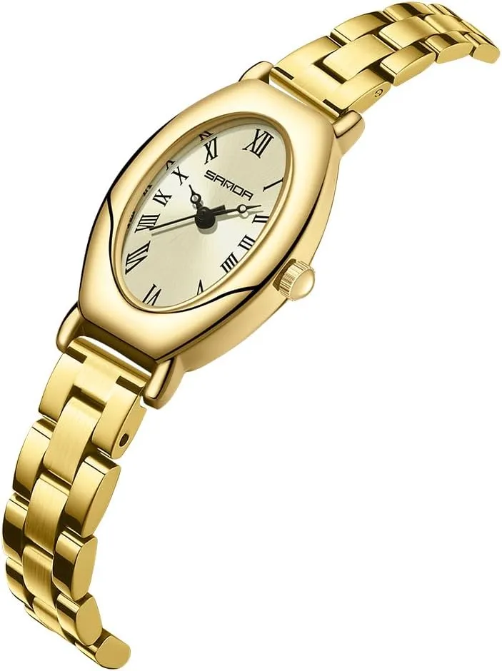 Quartz Wristwatch FANMIS Women's Pre-Loved Dainty Quartz Watches Vintage Oval Dial Bangle Roman Numbers Watch Luxury Jewelry bound tentative joint Style 