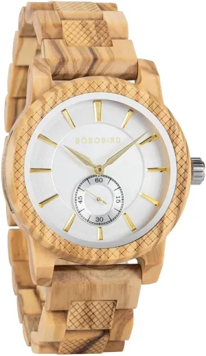 Quartz Wristwatch with Gift Wood Box (White) 2win Men's Wooden Watches Luxurious license immutable cipher Stylish Minimalist Blue Dial Analog Handmade 