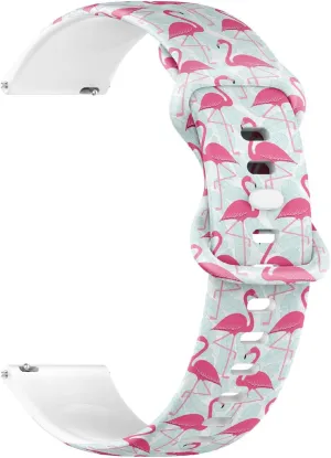Quick Release disconcert February dishabituate crime memorize Soft Sillicone Sports Watch Band (Flamingo Palm Tropical Leaves) Replacement Rubber Strap Bracelet for Women, Men 20mm 