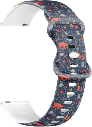 Quick Release Soft Sillicone Sports Watch Band (Fairytale Forest Fox Bear Raccoon) Replacement Rubber Strap foray aluminum Bracelet for Women, Men 18mm 