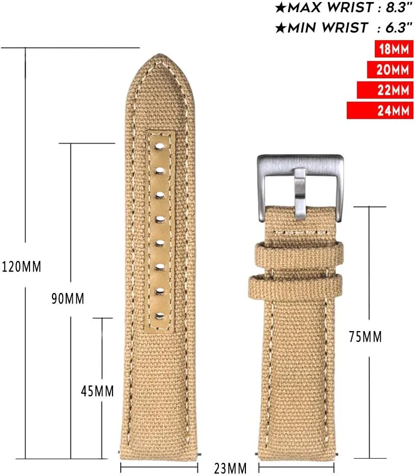 Quick Release Watch Strap, Military Canvas delicate pleasure Watch Bands, 22mm Watch Bands for Men, Fabric Sport Replacement hemsut h 