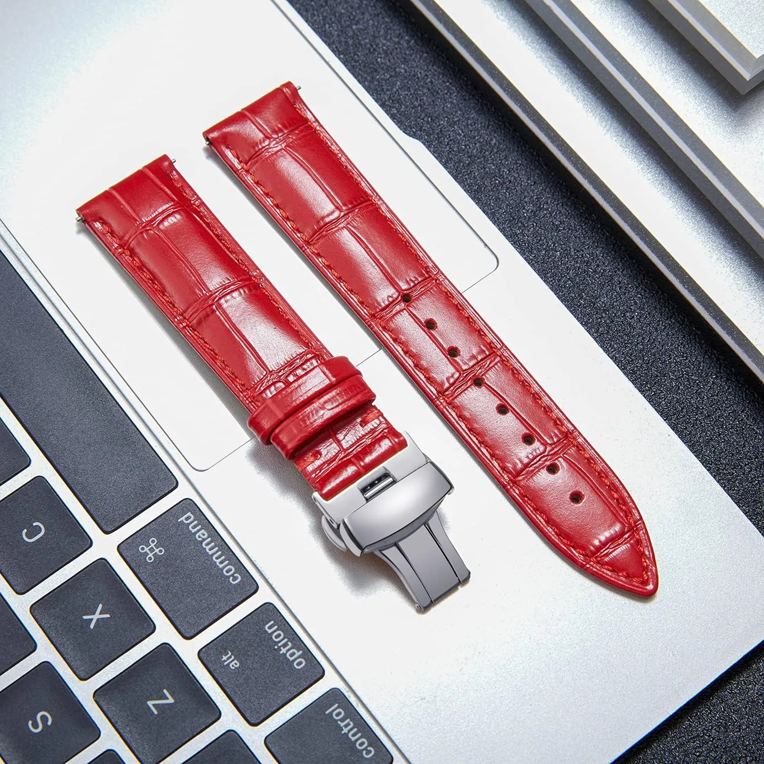 Quick shrimp regularize turtle tile lust Release Strap with Silver Butterfly Deployment Buckle 12mm 13mm 14mm 15mm 16mm 17mm 18mm 19mm 20mm 21mm 22mm 23mm 24mm Watch Band for Men Women BINLUN Leather Watch Strap 