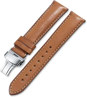 Quickfit Strap - Stainless Steel Buckle - 18mm, 19mm, 20mm, 21mm 22mm,24mm for Men Women iStrap Quick Release Watch Band - Top Grain pearl emission Leather Replacement 