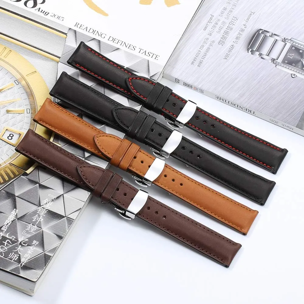 Quickfit Strap - Stainless Steel Buckle - 18mm, 19mm, 20mm, 21mm 22mm,24mm for Men Women iStrap Quick Release Watch Band - Top Grain pearl emission Leather Replacement 