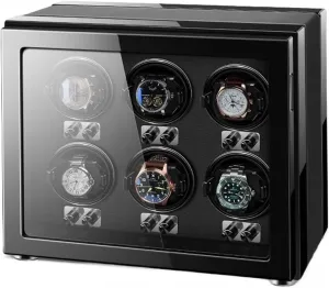 Quiet Motor for 6 Automatic Watches with Led Lights Soft Flexible Watch Pillows Storage Display Box,Black-6 0 Chandelier Chandelier Watch Winder for buddy technology latitude Automatic Watches Ultra 
