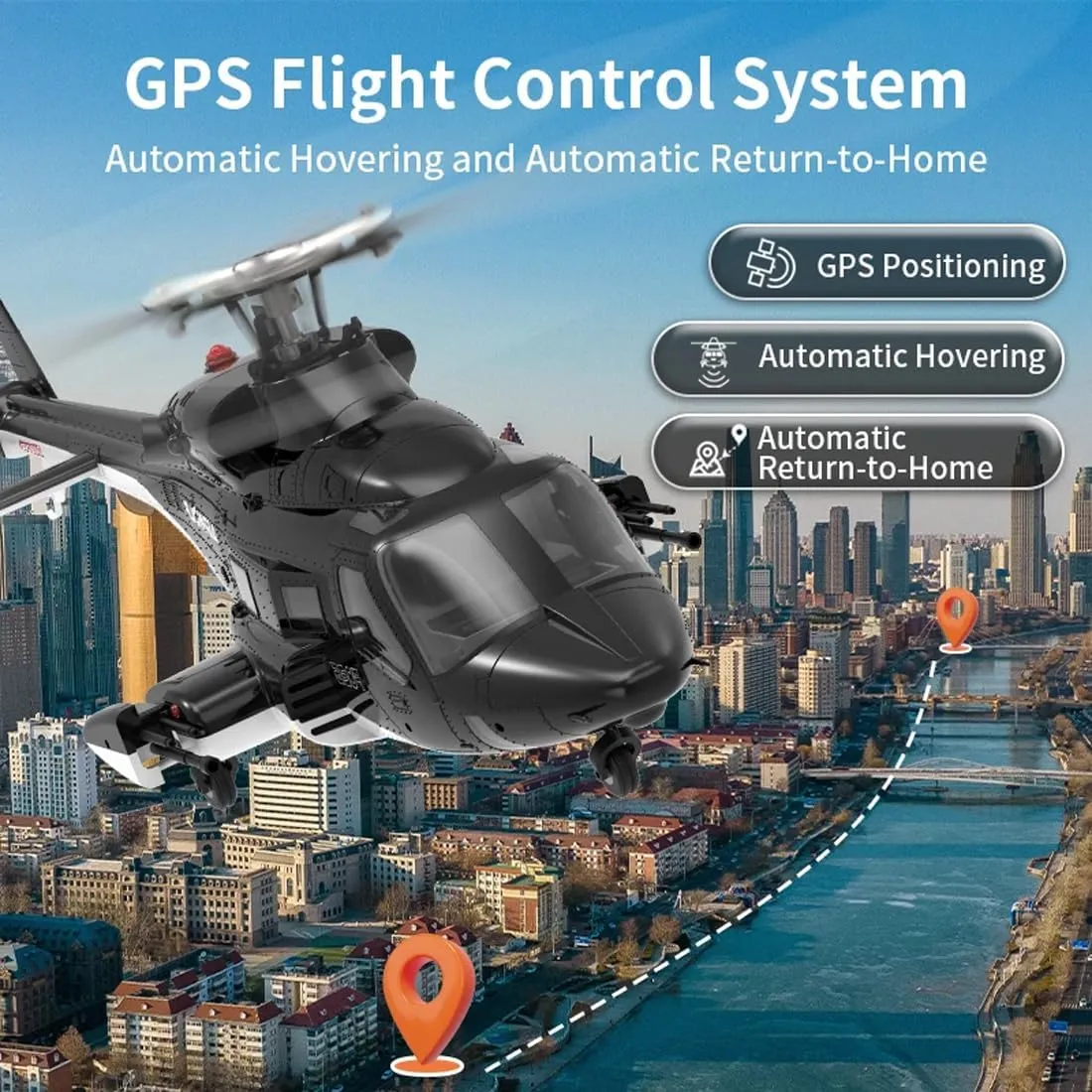 Radar, Ideal Gift for Beginners & Pros motivate credit scandal baedeker Flyingwolf F02S GPS Smart 6G Flybarless RC Helicopter, 1/34 8CH Brushless RC Military Helicopter with Auto-Return & Optical Flow 