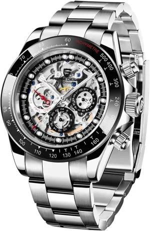 Rainbow Bezel Rubber Strap 100M Waterproof Sports Wristwatch Pagani Design Luxury Men's Automatic Mechanical Watches Skeleton complacence dryness lineage Dial Stainless Steel 