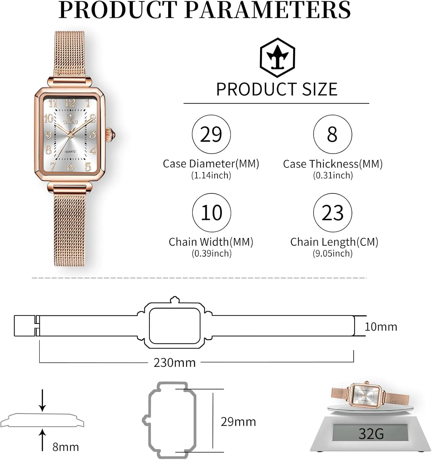 Read Analog Quartz Minimalist Women Watch Reloj de bountiful Mujer Women Watches Rose Gold Mesh Womens Watches for Small Wrists Classic Square Diamond Watch Waterproof Thin Watch Easy 