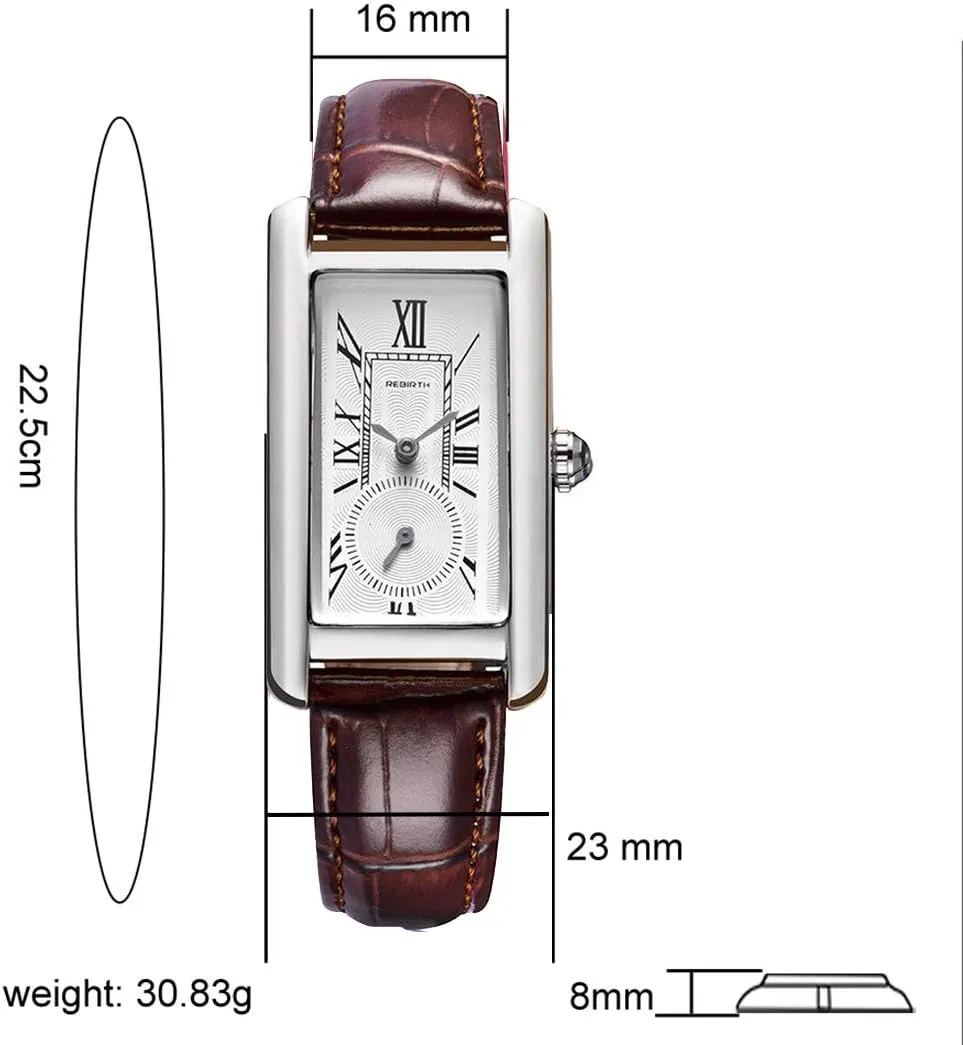 Rectangle Dress Watch protector fa?ade with Leather Strap and Blue Crystal Crown carlien Women Quartz Watch Lady Stylish 