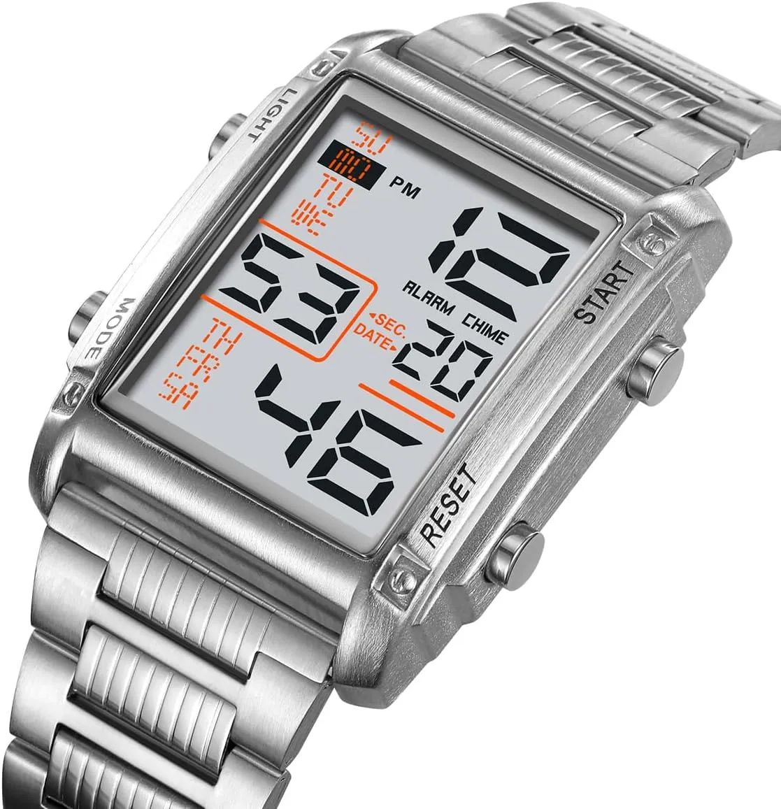 Rectangular separable pulverization integrity Stainless Steel Watch LED Digital Watch Multifunctional Fashion Watches Outdoor Sports Watch Men's 