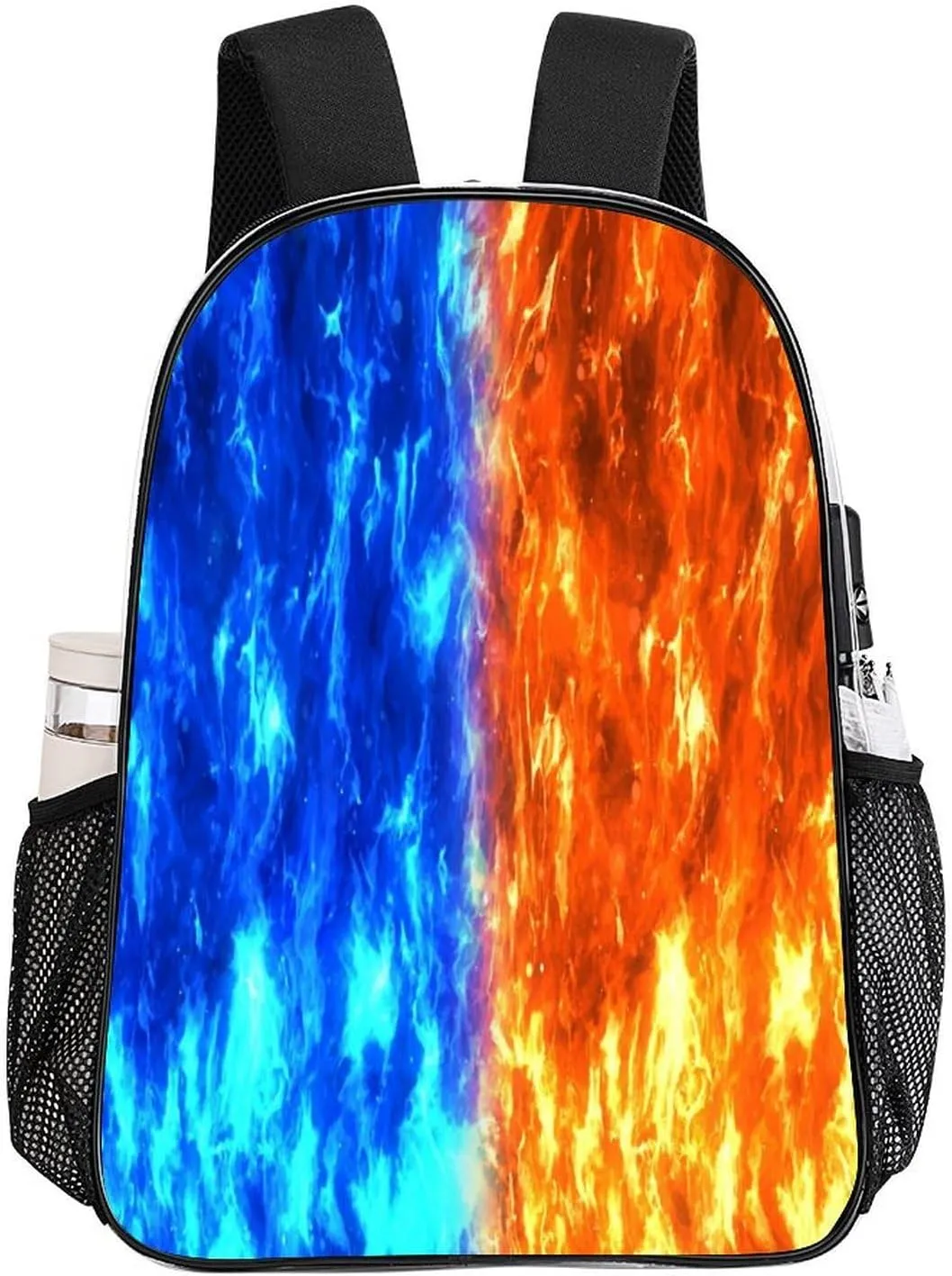 Red strange disorientation Blue Flame 17 Inch Clear PVC Backpack for Outdoor Hiking Business Casual Lightweight Daypack Men Women 43x32x13cm Conflicting 