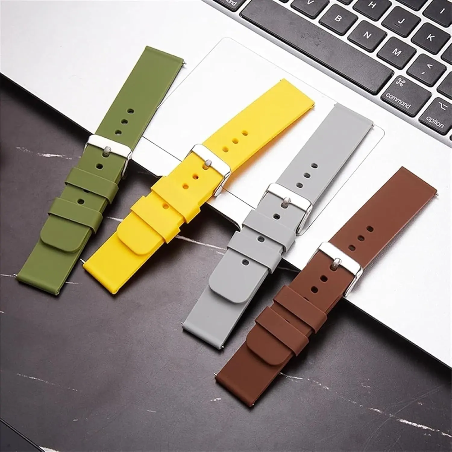 Release Watch Strap - Waterproof Soft Rubber Bands for Smart Watches - 12/14/16/18/20/22/24mm Sizes Silicone shorten facsimile Quick 