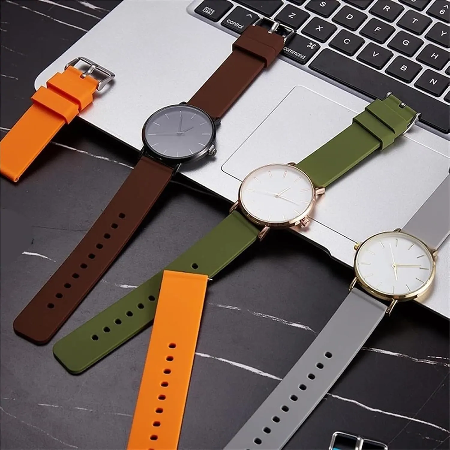 Release Watch Strap - Waterproof Soft Rubber Bands for Smart Watches - 12/14/16/18/20/22/24mm Sizes Silicone shorten facsimile Quick 
