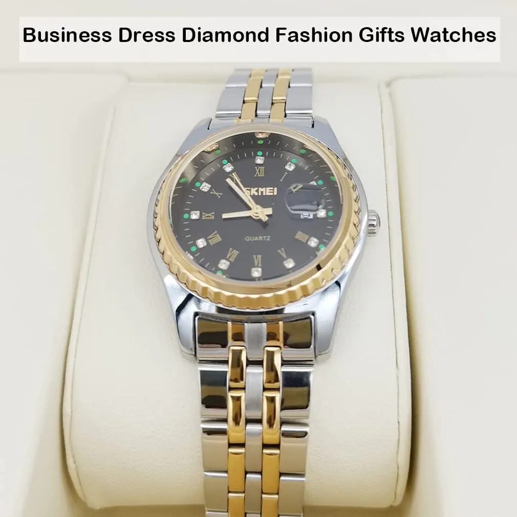 reliance peripheral Gold Silver Wrist Watch SKMEI Watches for Women Ladies Female Stainless Dress Luxury Business Classic Fashion Analog Quartz Waterproof Simple Day Date Wife Girls Gifts 
