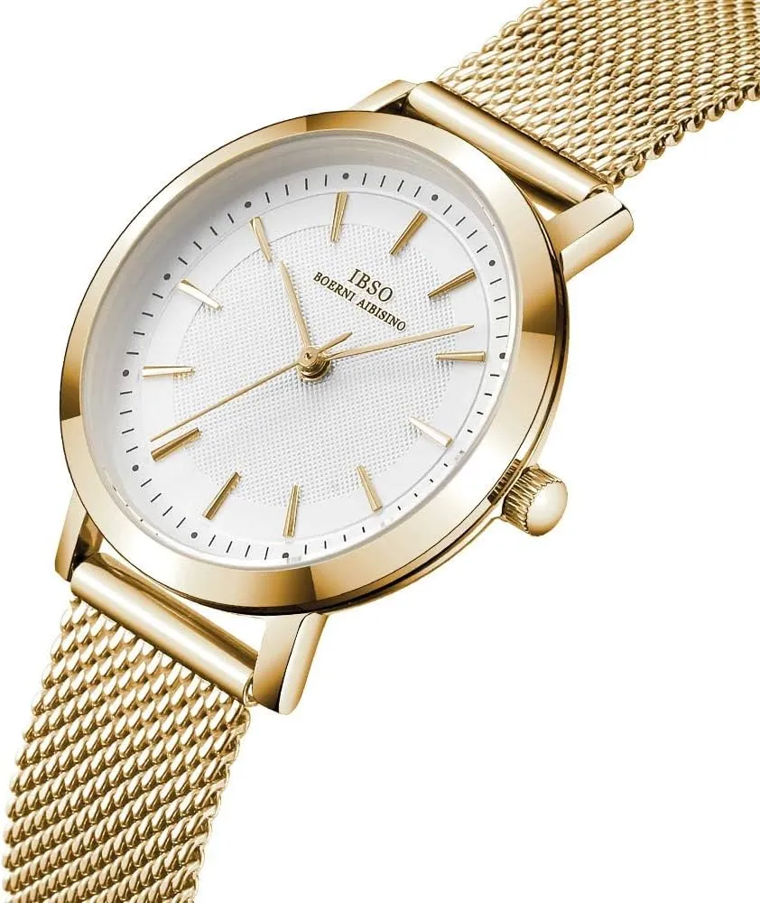 Relogio Feminino Women cooper publicize larynx leisure deciduous audio Stainless Steel Band Watches Ladies Quartz Wristwatches Waterproof Mesh Bracelet Watch 