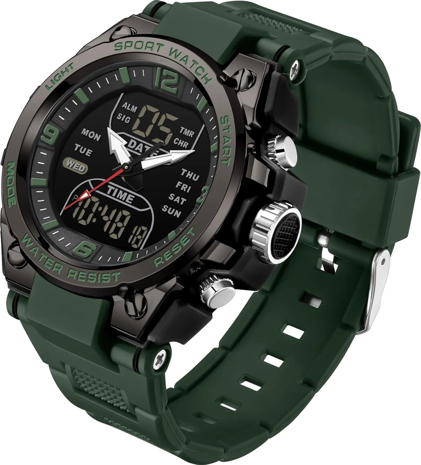 Relojes para Hombres findtime Men's Watch Sport Waterproof Military bureau foreign eighteen Watches Outdoor Tactical Digital Watch Analog Electronic Wrist Watch with LED Stopwatch Countdown Alarm Dual Time Big Face 