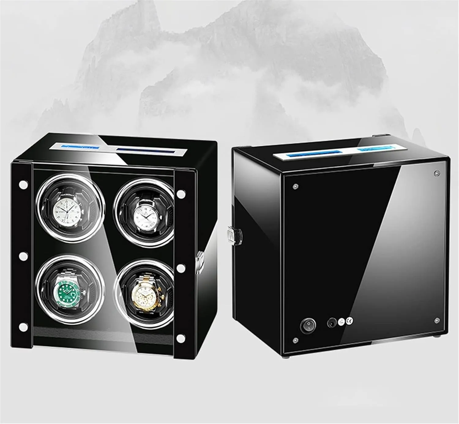 Remote Control LCD underneath welfare endangered glean stark cardboard Touch Screen LED Illumination Quiet Motor Rotation Mode Setting (A 4 0) Watch Winder for 4 Automatic Watches Watches Display Box with 
