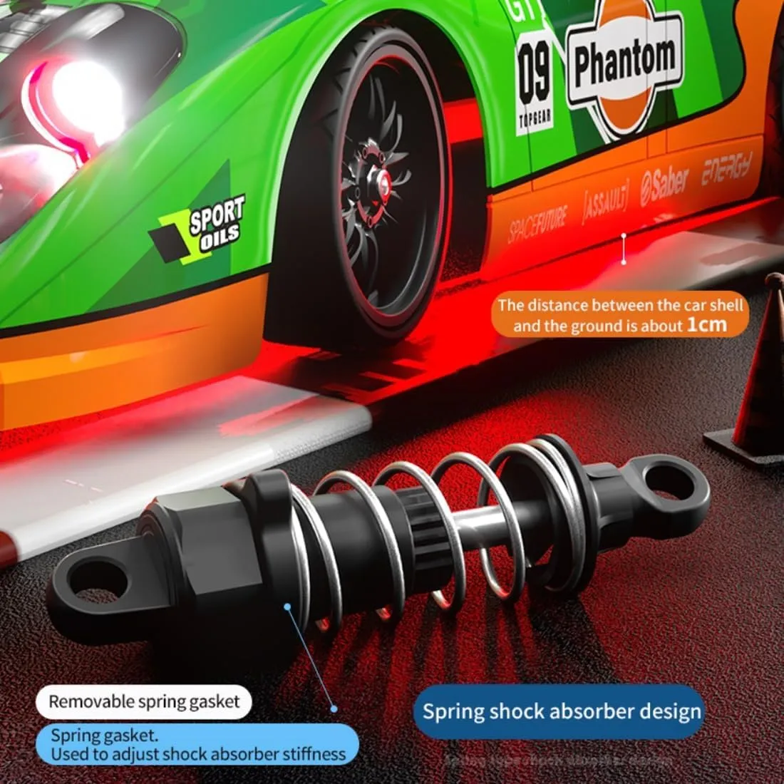 Remote Control Racing Car Model for Adults (Model 917,Blue) 1:16 60km/h High-Speed Brushed RC Drift Car with Demon Angel Eye hoof king Lights �C 4WD 