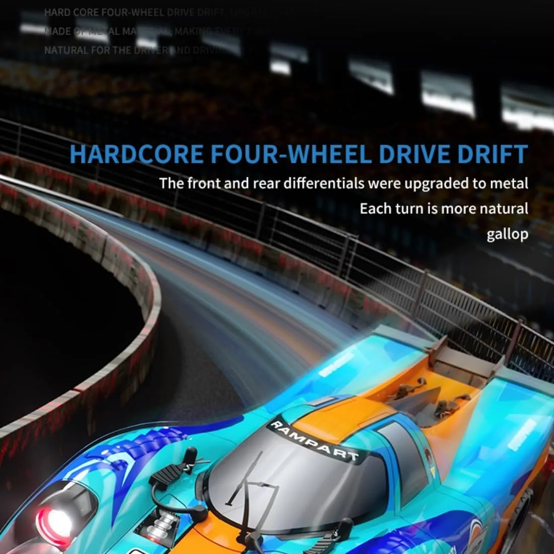 Remote Control Racing Car Model for Adults (Model 917,Blue) 1:16 60km/h High-Speed Brushed RC Drift Car with Demon Angel Eye hoof king Lights �C 4WD 