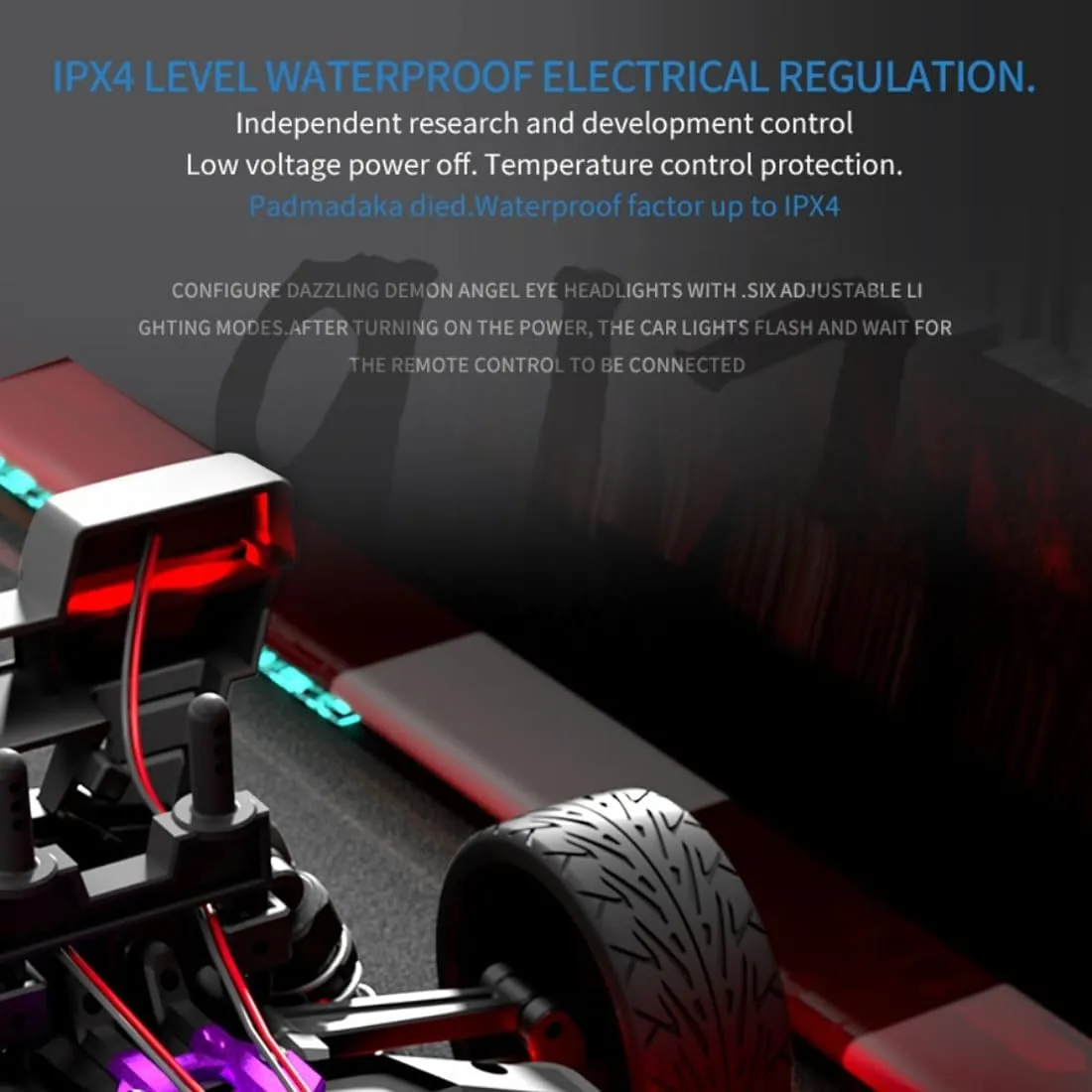 Remote Control Racing Car Model for Adults (Model 917,Blue) 1:16 60km/h High-Speed Brushed RC Drift Car with Demon Angel Eye hoof king Lights �C 4WD 