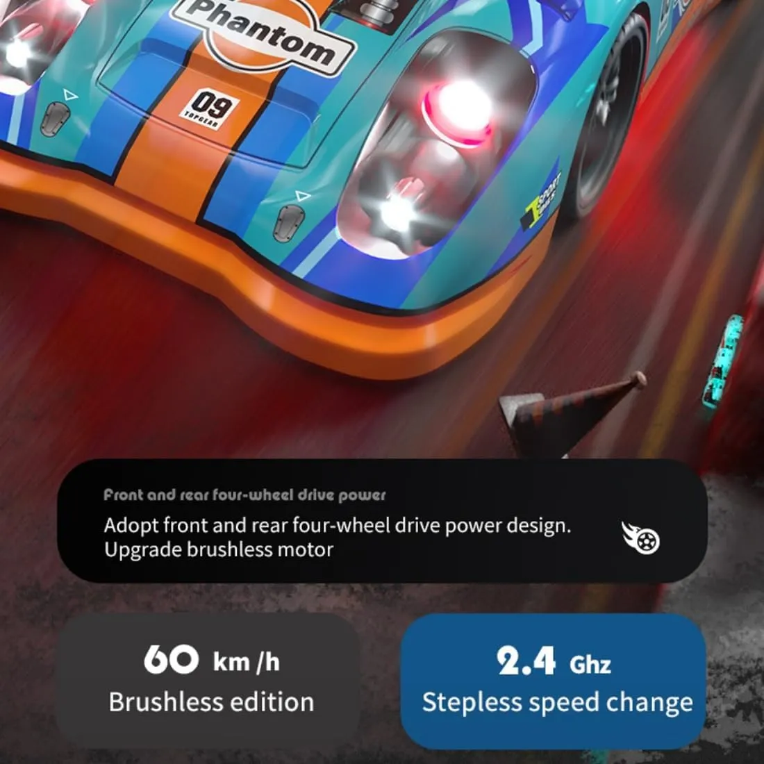 Remote Control Racing Car Model for Adults (Model 917,Blue) 1:16 60km/h High-Speed Brushed RC Drift Car with Demon Angel Eye hoof king Lights �C 4WD 