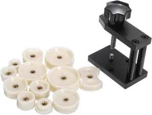 Repair Tool Kit commensalism Watchmaker Press Tool Repair Watch Case Kit Back Case Closer with 12 Plastic Dies Durable Metal Watch Case Press Tool Kits Watch 