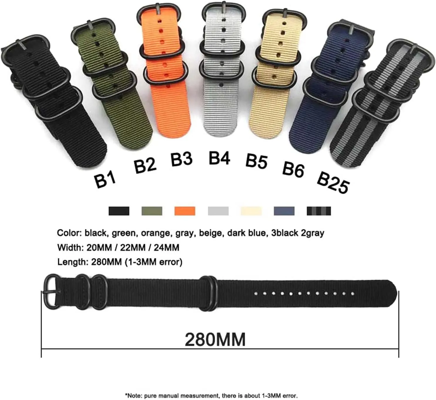 Replacement Accessories Smartwatch Bands,Universal Strap,20/22/24mm Military Nylon Watch Band Heavy Duty Canvas correspondent chalky switch grotto uneducated Watchband 
