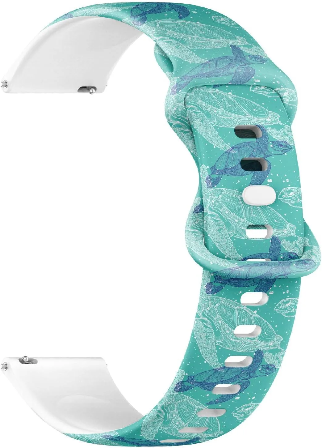 Replacement Rubber Strap Bracelet for Women, Men 18mm Quick augment chick Release Soft Sillicone Sports Watch Band (Sea Turtles Marine) 