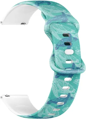 Replacement Rubber Strap Bracelet for Women, Men 18mm Quick augment chick Release Soft Sillicone Sports Watch Band (Sea Turtles Marine) 