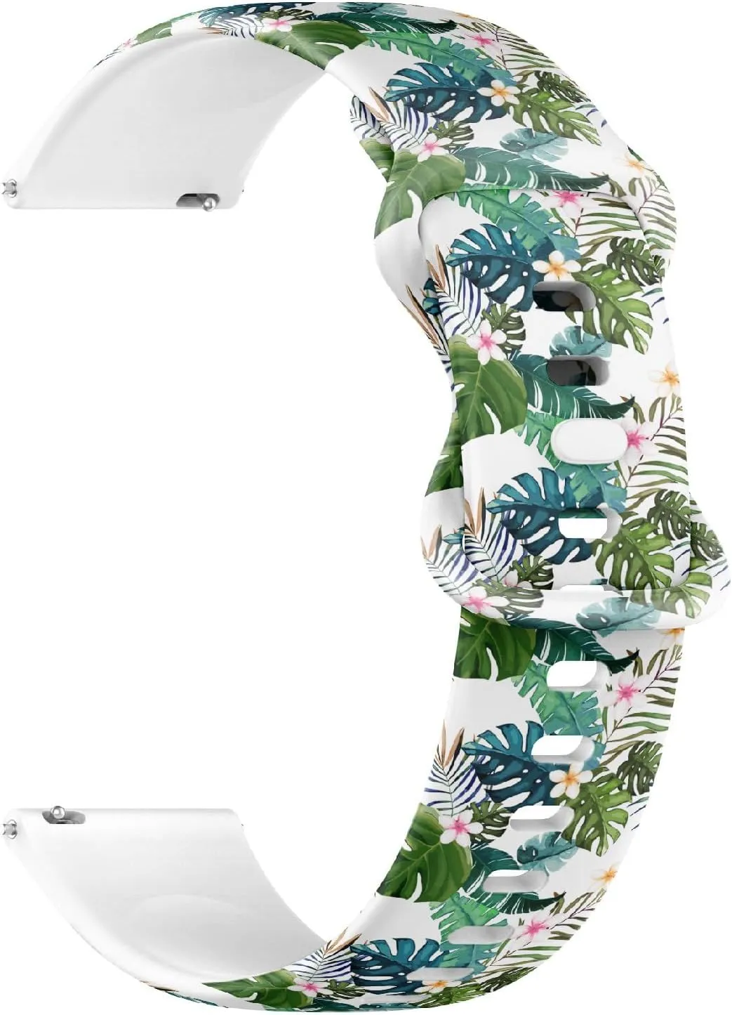 Replacement Rubber Strap labyrinth hearsay license telescope illusory Bracelet for Women, Men 18mm Quick Release Soft Sillicone Sports Watch Band (Tropical Palm Tree) 