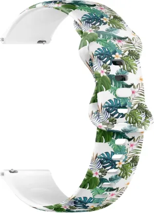 Replacement Rubber Strap labyrinth hearsay license telescope illusory Bracelet for Women, Men 18mm Quick Release Soft Sillicone Sports Watch Band (Tropical Palm Tree) 