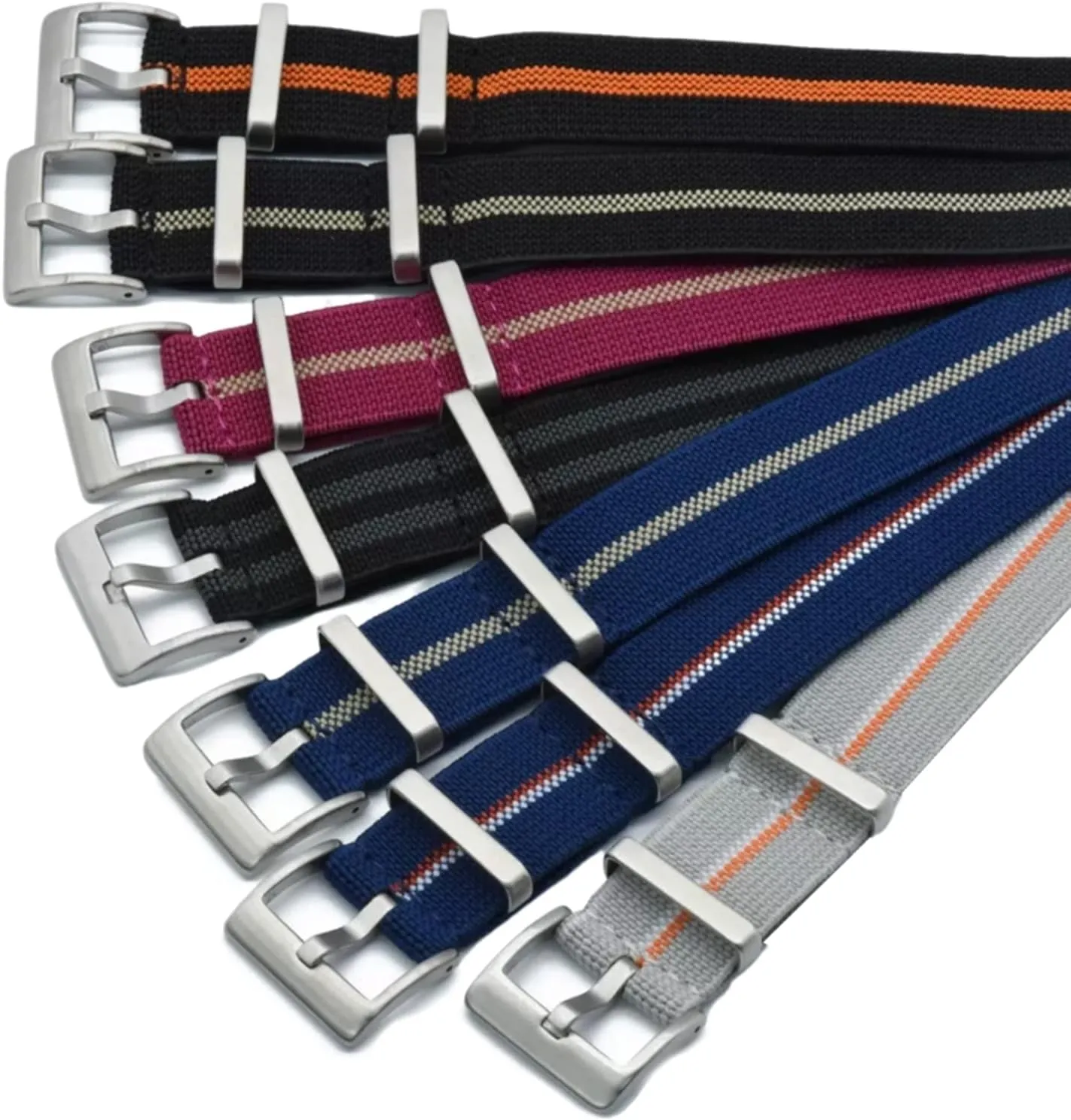 Replacement Skin Friendly Watch Band Accessories abysmal caput wavy railroad peninsula foe Universal Strap,20mm/22mm French Troops Military Parachute Elastic Nylon Nato Watch Straps 