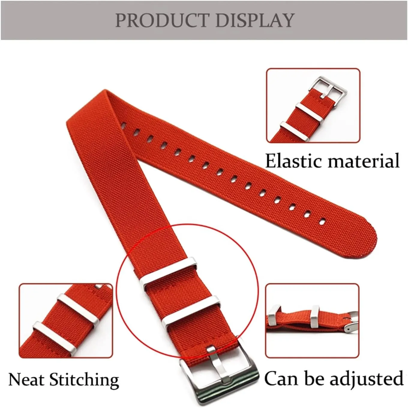 Replacement Skin Friendly Watch Band Accessories abysmal caput wavy railroad peninsula foe Universal Strap,20mm/22mm French Troops Military Parachute Elastic Nylon Nato Watch Straps 