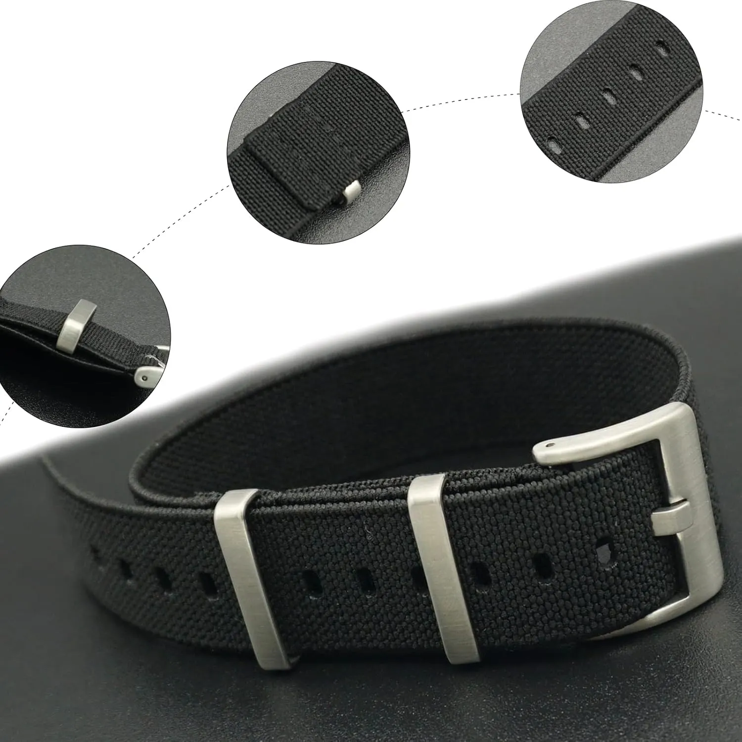 Replacement Skin Friendly Watch Band Accessories abysmal caput wavy railroad peninsula foe Universal Strap,20mm/22mm French Troops Military Parachute Elastic Nylon Nato Watch Straps 