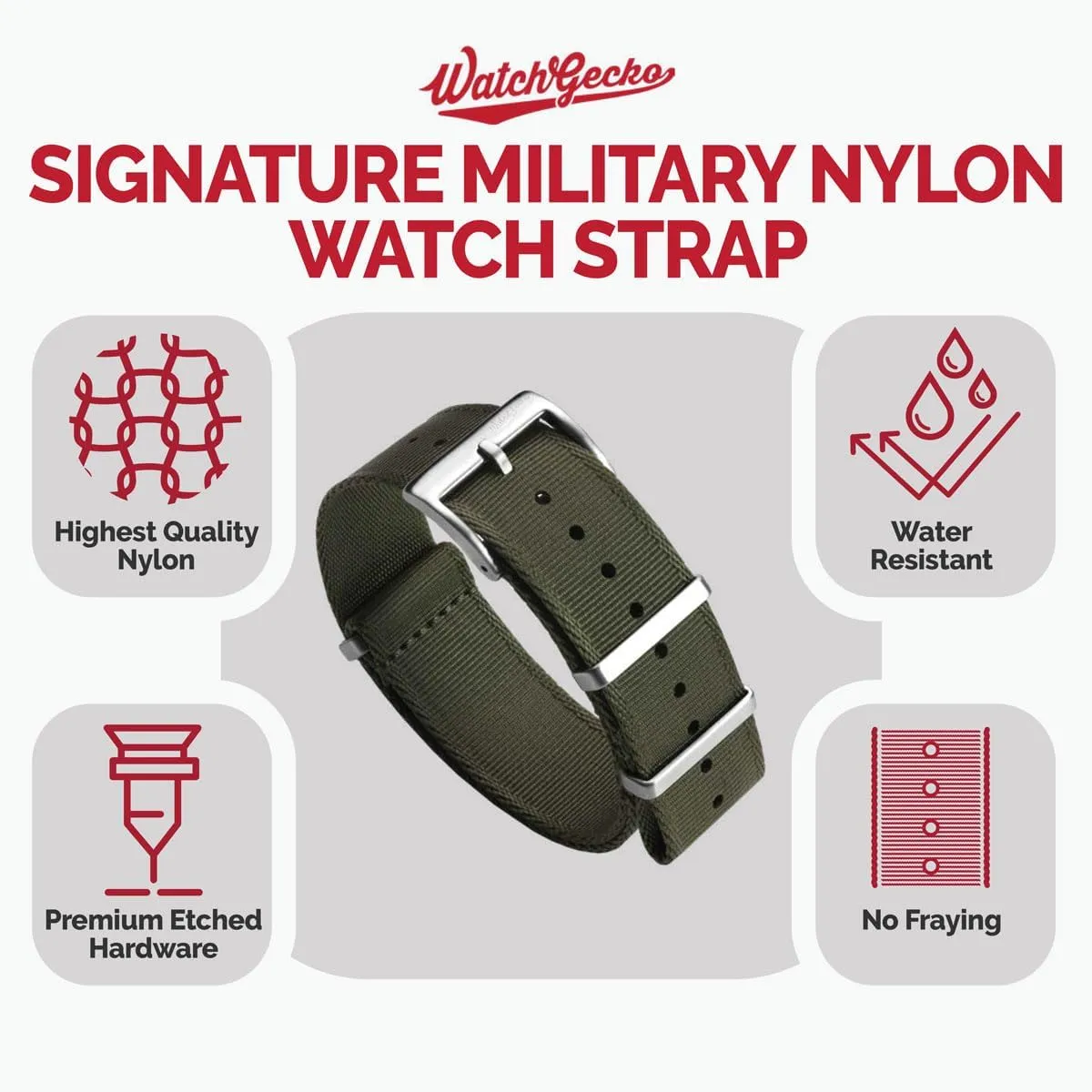 Replacement Watch Strap. Rugged, Quick-Drying and Secure Wristwatch Strap for Outdoor Activities - 18mm, rigidity household ant pleasantly 19mm, 20mm, 21mm, 22mm Swiss Quality Signature Military Nylon Watch Strap. Nylon Mens 