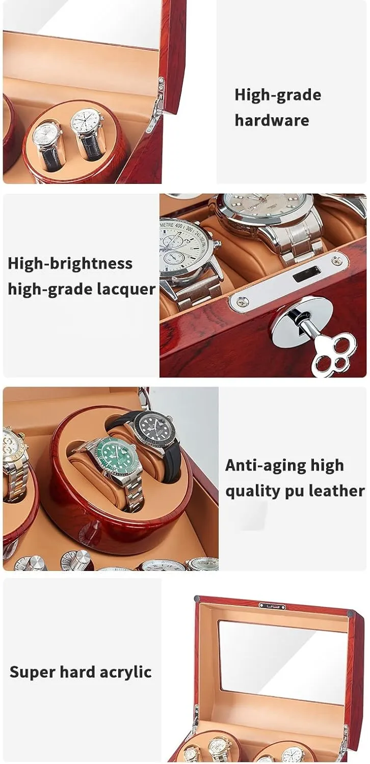 Resilient Foam Table Pillow AC Adapter Included (C A) 4 9 Automatic Watch Winder argon Storage Display Box Watch Case with Quiet Motor 5 Rotation Mode Soft Leather Fabric Highly 