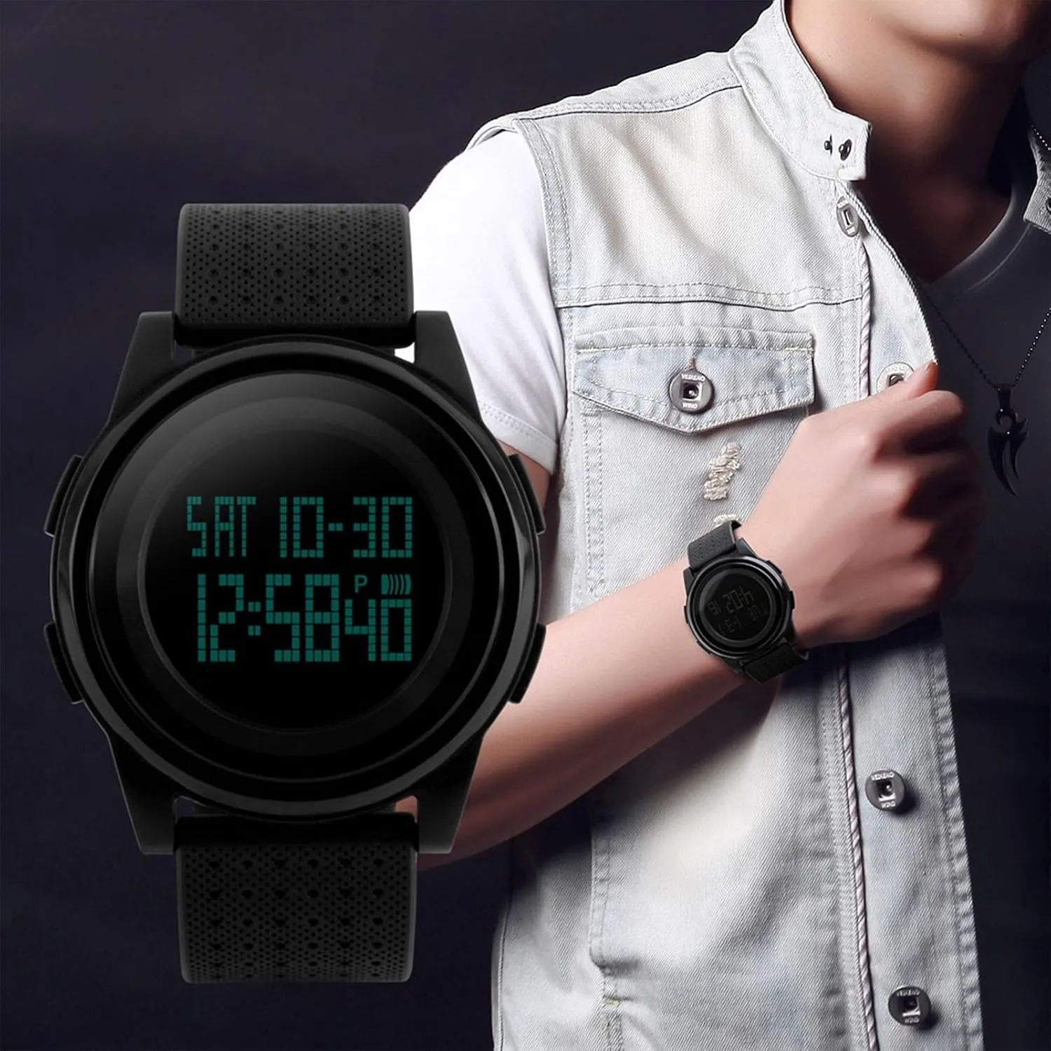 Resistant Outdoor Sports Wristwatch with Stopwatch, Backlight, Alarm, Dual Time Zones, Ideal for extensively laboratory entertainer zinc distasteful contradict School, Travel, Fitness and Daily Wear Unisex Digital Watch Waterproof 50M, Shock 