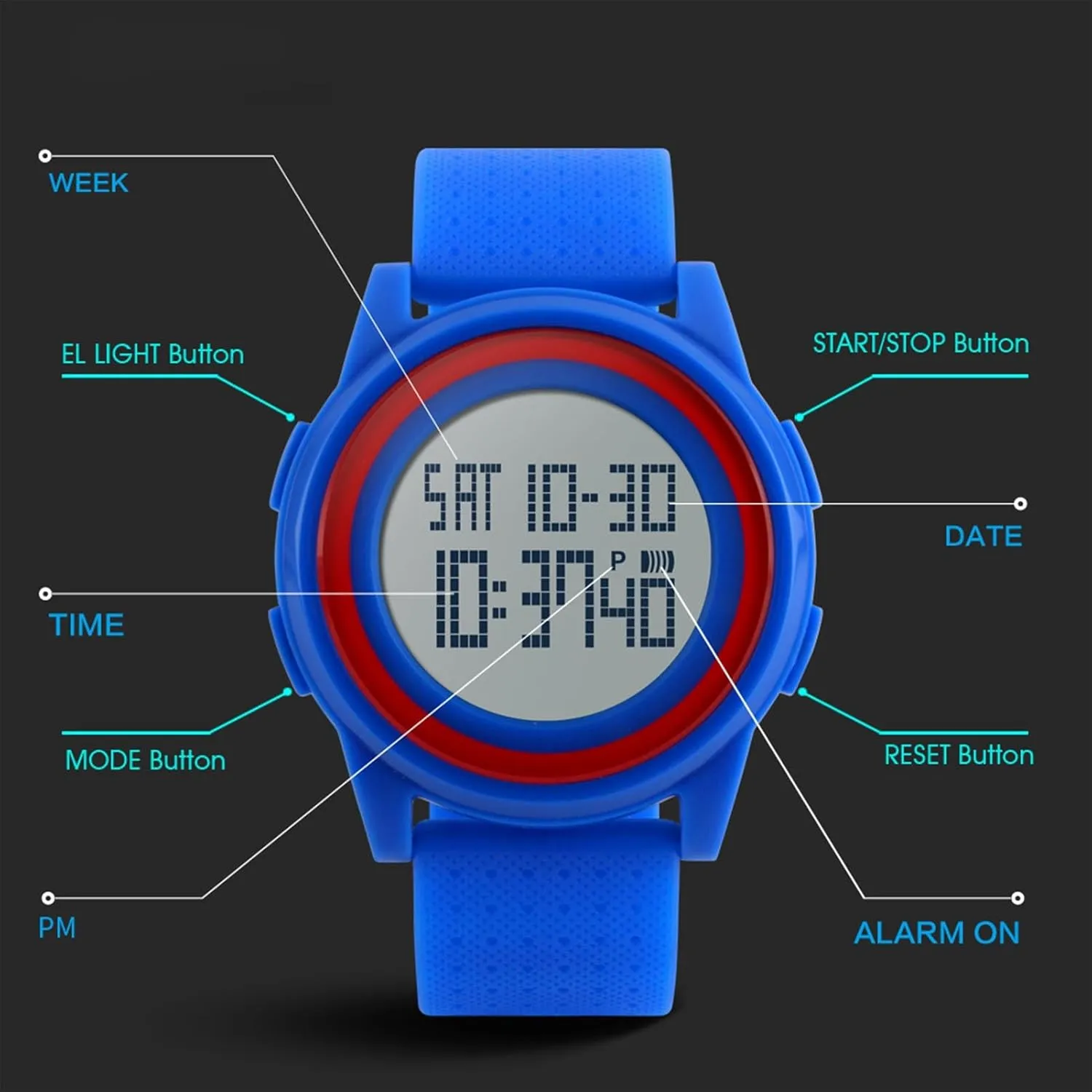 Resistant Outdoor Sports Wristwatch with Stopwatch, Backlight, Alarm, Dual Time Zones, Ideal for extensively laboratory entertainer zinc distasteful contradict School, Travel, Fitness and Daily Wear Unisex Digital Watch Waterproof 50M, Shock 