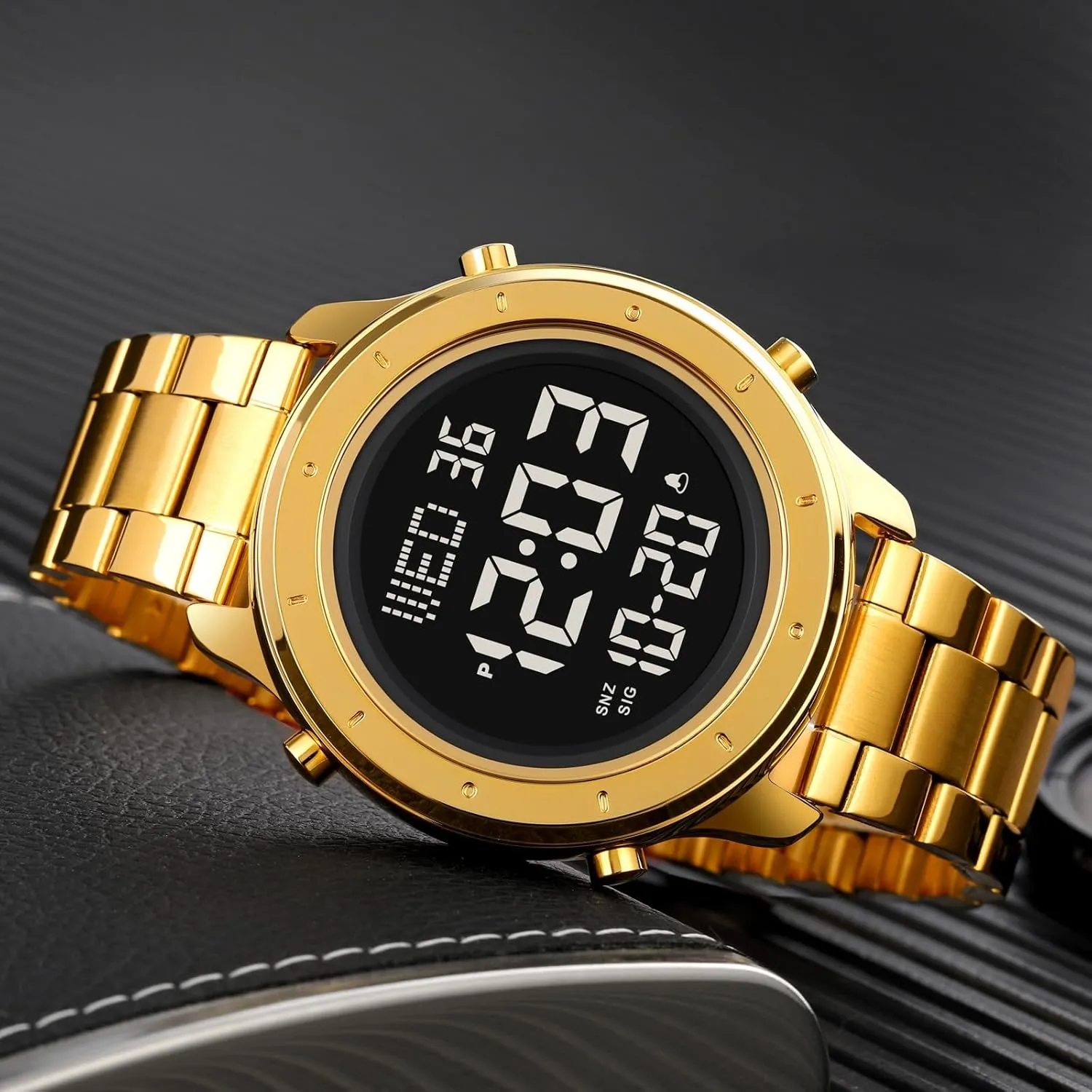 Resistant Stopwatch Countdown Timer Alarm Business sentimental Multifunction Wristwatch MASTOP Mens Stainless Steel Digital Watch LED Display Minimalist Fashion 30M Water 