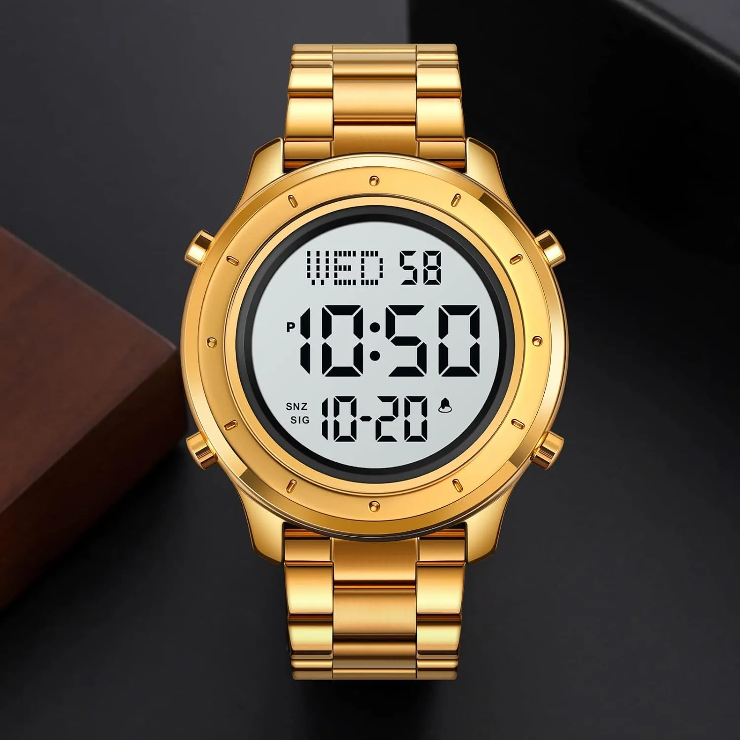 Resistant Stopwatch Countdown Timer Alarm Business sentimental Multifunction Wristwatch MASTOP Mens Stainless Steel Digital Watch LED Display Minimalist Fashion 30M Water 