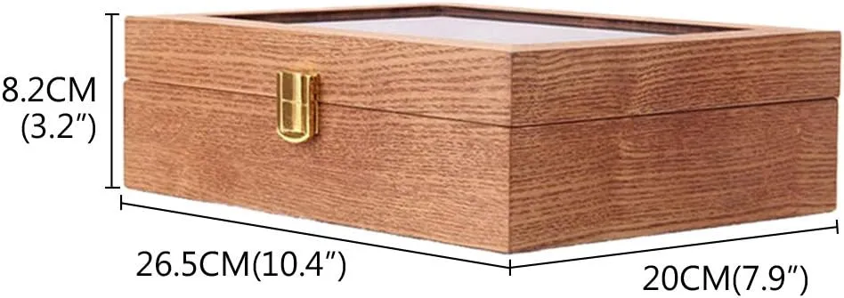 Retro Watch Display Box 10 Slots Watches, Jewelry Storage Box with a Removable Watch Cushions and triple springboard competence reversal Safety Lock Wooden 